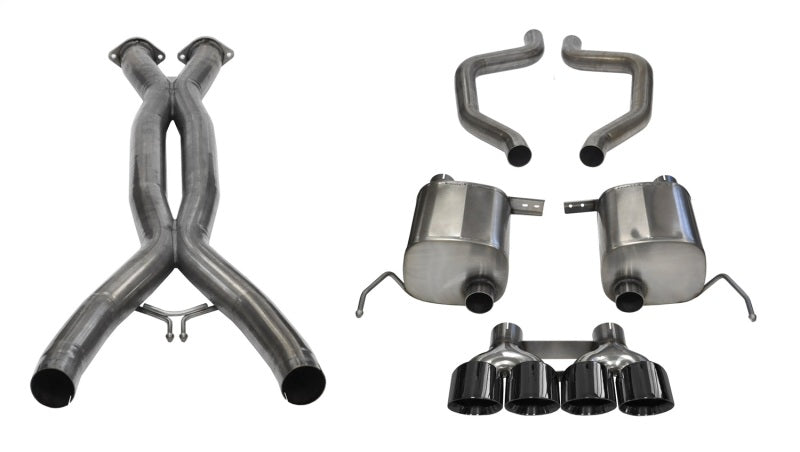 Corsa 15-19 Chevy Corvette Z06 3in Cat Back Exhaust Black Pro-Series Quad 4.5in Tip (Xtreme - Burkken Auto Parts