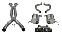 Corsa 15-19 Chevy Corvette Z06 3in Cat Back Exhaust Black Pro-Series Quad 4.5in Tip (Xtreme - Burkken Auto Parts
