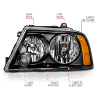ANZO 2003-2006 Lincoln Navigator Crystal Headlights Black - Burkken Auto Parts