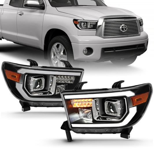 ANZO 2007-2014 Toyota Tundra Projector Light Bar H.L Black Amber(Led High Beam) (Halogen Version) - Burkken Auto Parts