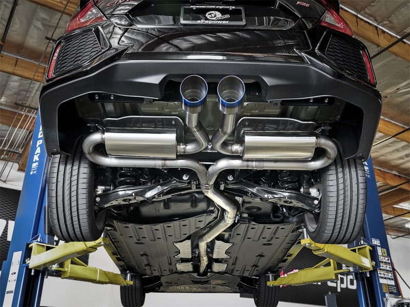 aFe Takeda 3in 304 SS Cat-Back Exhaust System w/ Blue Tips 2017+ Honda Civic Si 4Dr I4 1.5L (t) - Burkken Auto Parts