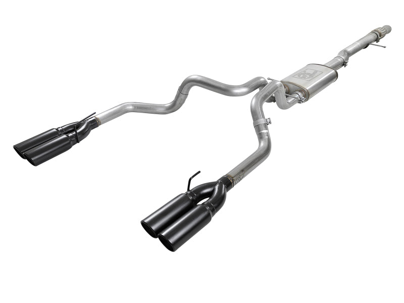 aFe Vulcan Series 4-3in 304SS Exhaust Cat-Back w/ Blk Tips 2019 GM Silverado/Sierra 1500 V8-6.2L - Burkken Auto Parts