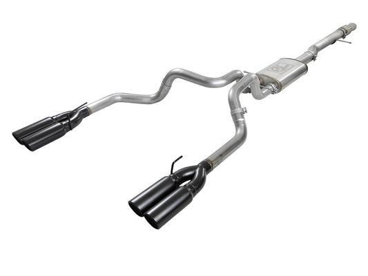 aFe Vulcan Series 4-3in 304SS Exhaust Cat-Back w/ Blk Tips 2019 GM Silverado/Sierra 1500 V8-6.2L - Burkken Auto Parts