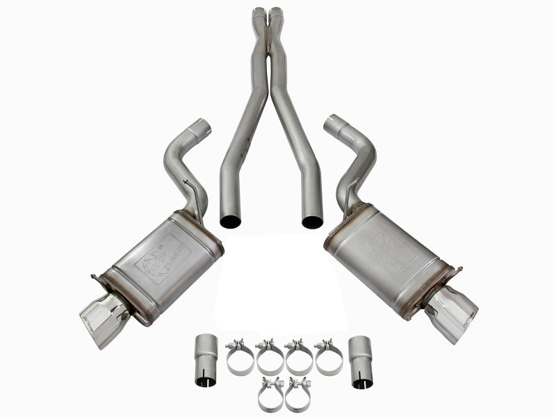 aFe Mach Force-Xp 3in CB Stainless Steel Dual Exhaust System w/Polished Tips 09-15 Cadillac CTS-V - Burkken Auto Parts