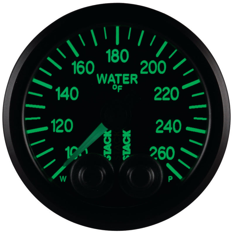 Autometer Stack Pro Control 52mm 100-260 deg F Water Temp Gauge - Black (1/8in NPTF Male) - Burkken Auto Parts
