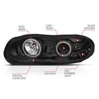 ANZO 1998-2002 Chevrolet Camaro Projector Headlights w/ Halo Black - Burkken Auto Parts