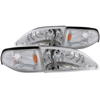 ANZO 1994-1998 Ford Mustang Crystal Headlights Chrome - Burkken Auto Parts