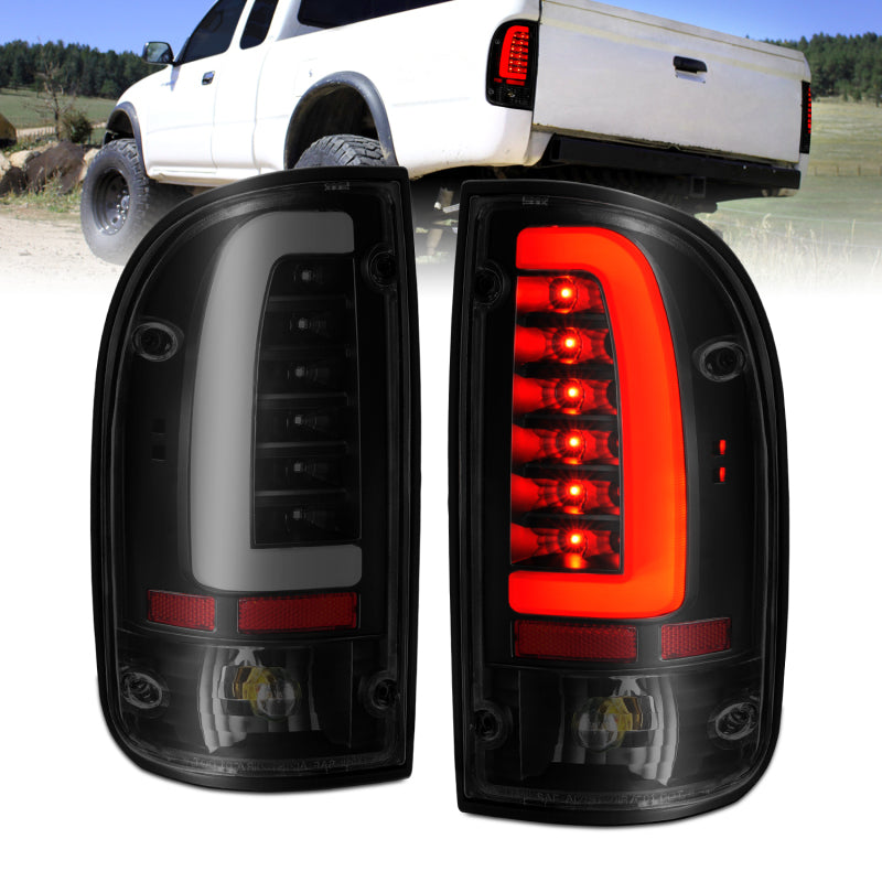 ANZO 1995-2000 Toyota Tacoma LED Taillights Black Housing Smoke Lens (Pair) - Burkken Auto Parts
