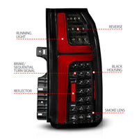 ANZO 15-20 Chevrolet Tahoe Sequential LED Tube Taillights Black - Burkken Auto Parts