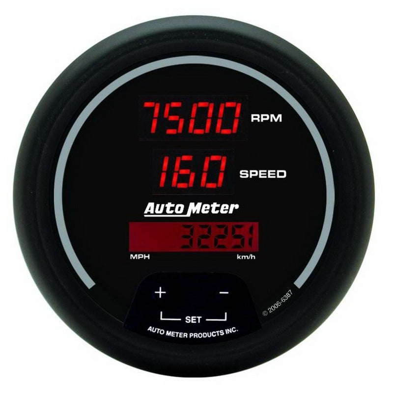 Autometer Black 85.7mm 8000 RPM/160 MPH or 260 km/h Digital Tach/Speedo Combo Gauge - Burkken Auto Parts