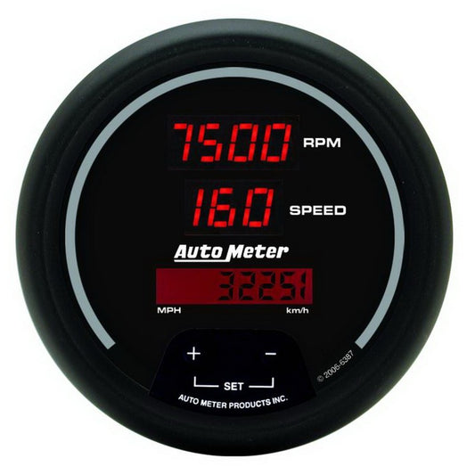 Autometer Black 85.7mm 8000 RPM/160 MPH or 260 km/h Digital Tach/Speedo Combo Gauge - Burkken Auto Parts