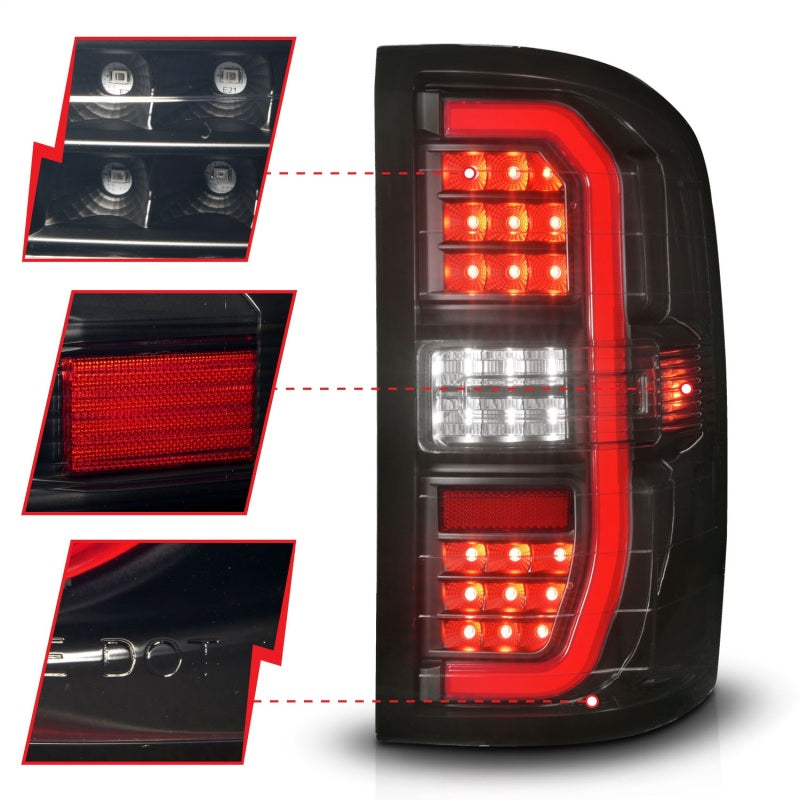ANZO 14-18 GMC Sierra 1500 Full LED Taillights Black Housing Smoke Lens (w/C Light Bars) - Burkken Auto Parts