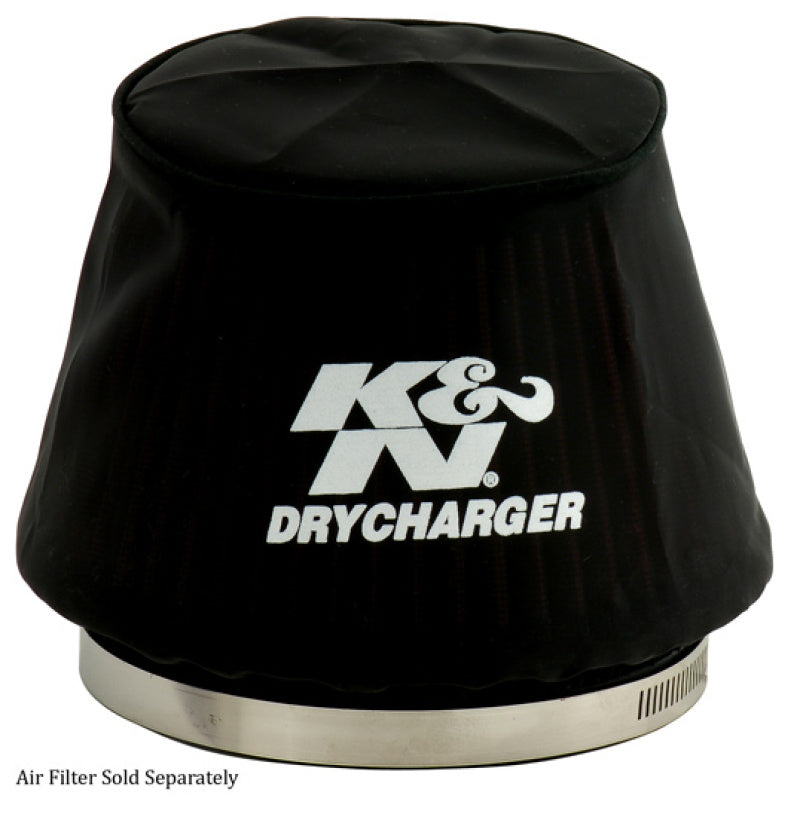 K&N Black Drycharger 6.25in Base ID / 4.375in Top ID / 4.125in Height Air Filter Wrap - Burkken Auto Parts