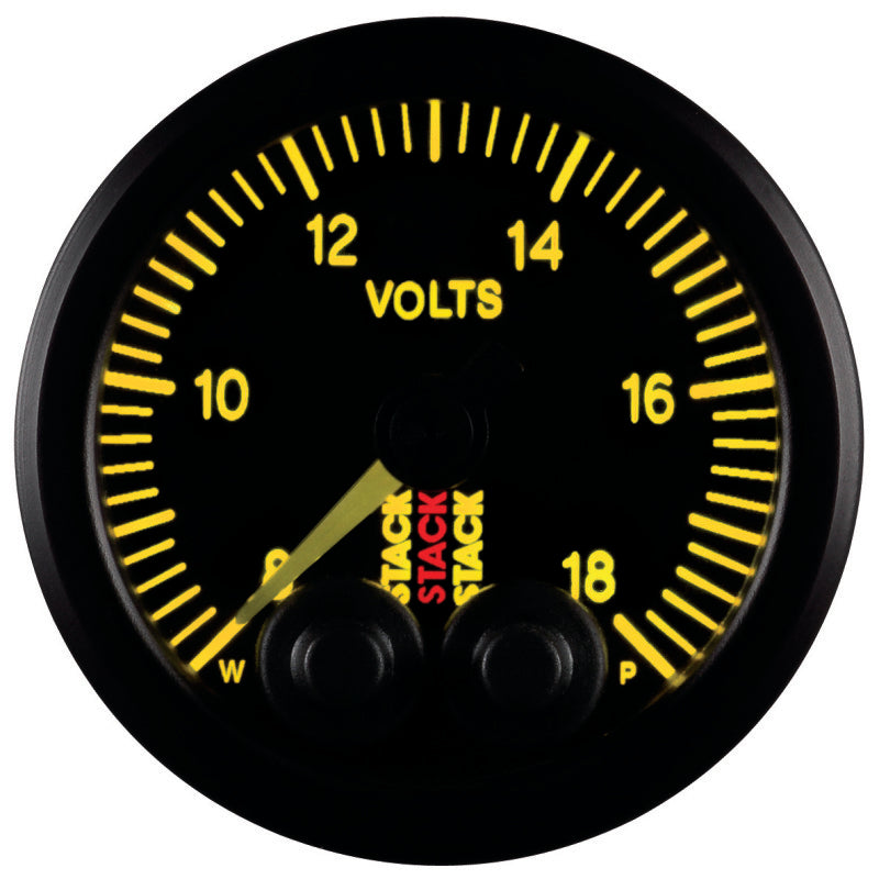 Autometer Stack 52mm 8-18V Pro-Control Battery Voltage Gauge -Black - Burkken Auto Parts