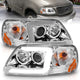 ANZO 1997-2003 Ford F-150 Projector Headlights w/ Light Bar Chrome Housing - Burkken Auto Parts
