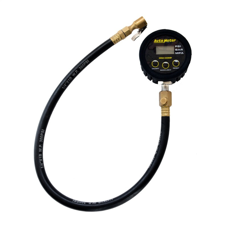 Autometer 0-50PSI Race Digital Tire Pressure Gauge w/ 25in Hose - Burkken Auto Parts