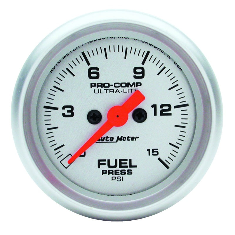 Autometer Ultra-Lite 2-1/16in 15psi Fuel Pressure Gauge - Digital Stepper Motor - Burkken Auto Parts