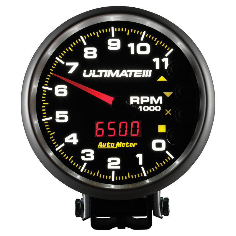 AutoMeter Gauge Tach 5in. 11K RPM Pedestal Datalogging Ultimate IIi Playback Black - Burkken Auto Parts