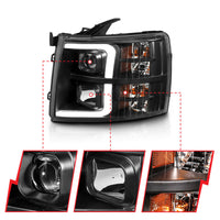 ANZO 07-13 Chevrolet Silverado 3500 Projector Headlights - Black Amber - Burkken Auto Parts