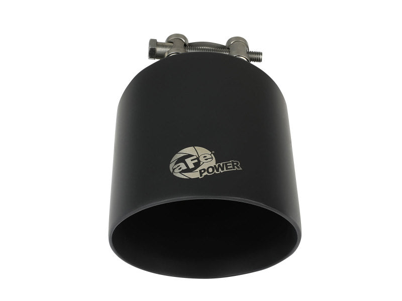 aFe Takeda 304 SS Clamp-On Exhaust Tip 2.5in. Inlet / 4.5in. Outlet / 7in. L - Black - Burkken Auto Parts