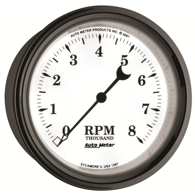 AutoMeter Gauge Tachometer 3-3/8in. 8K RPM In-Dash Old Tyme White II - Burkken Auto Parts