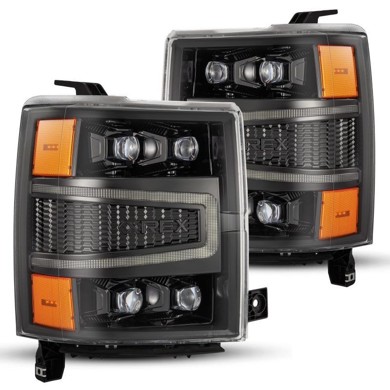 AlphaRex 04-15 Chevy 1500 NOVA-Series LED Proj Headlights Alpha BL w/Activ Light/Seq Signal & SB DRL - Burkken Auto Parts