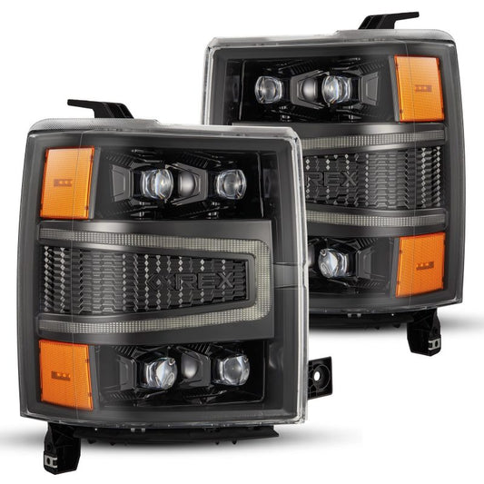 AlphaRex 04-15 Chevy 1500 NOVA-Series LED Proj Headlights Alpha BL w/Activ Light/Seq Signal & SB DRL - Burkken Auto Parts