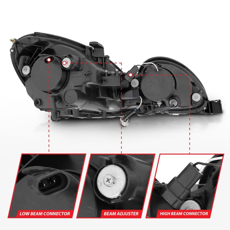 ANZO 1998-2005 Lexus Gs300 Projector Headlights w/ Halo Black - Burkken Auto Parts