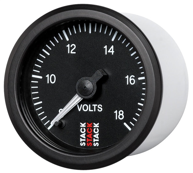 Autometer Stack 52mm 8-18V Pro Stepper Motor Battery Voltage Gauge - Black - Burkken Auto Parts