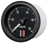 Autometer Stack 52mm 8-18V Pro Stepper Motor Battery Voltage Gauge - Black - Burkken Auto Parts