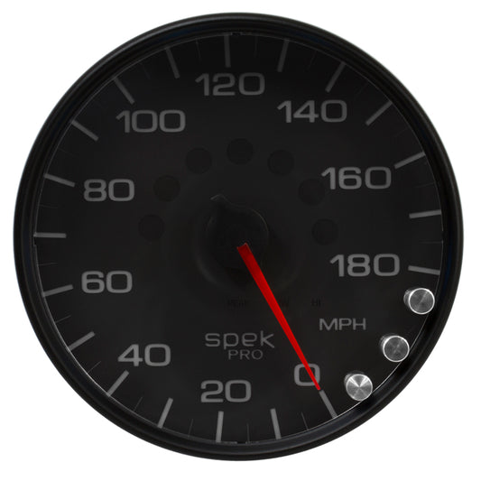 Autometer Spek-Pro Gauge Speedometer 5in 180 Mph Elec. Programmable Black/Black