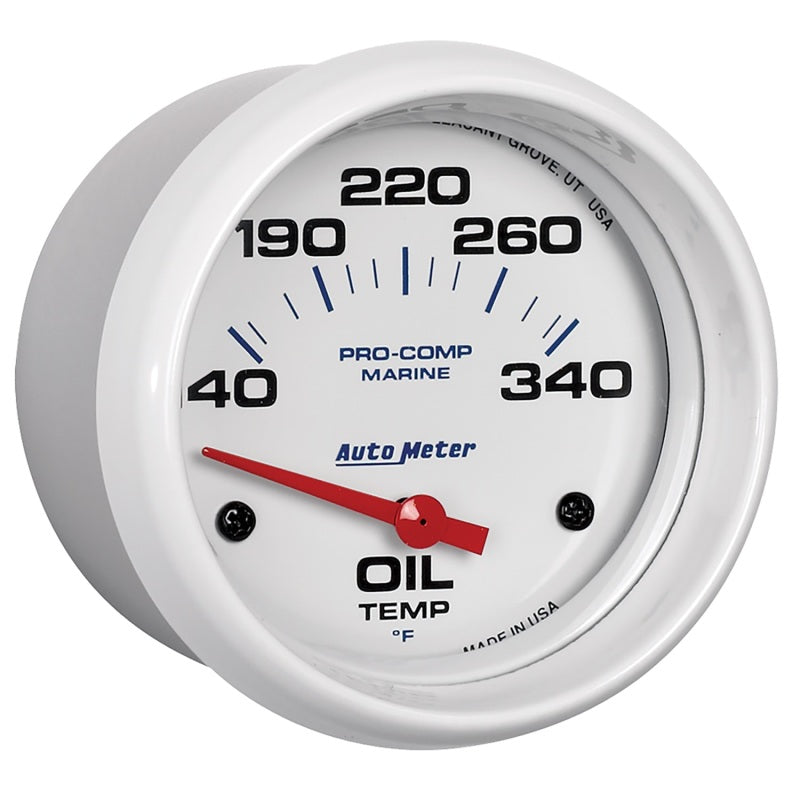 Autometer Marine White Air-Core Electric Oil Temperature Gauge 2-5/8in 140-300 Deg F - Burkken Auto Parts