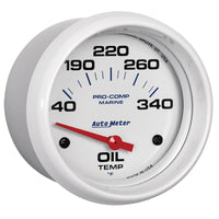 Autometer Marine White Air-Core Electric Oil Temperature Gauge 2-5/8in 140-300 Deg F - Burkken Auto Parts