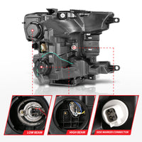 ANZO 18-19 Ford F-150 Projector Headlights w/Plank Style Switchback Chrome w/Amber - Burkken Auto Parts