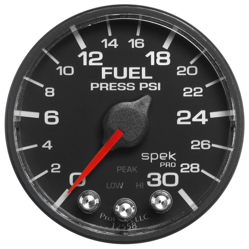 Autometer Spek-Pro Gauge Fuel Press 2 1/16in 30psi Stepper Motor W/Peak & Warn Blk/Blk - Burkken Auto Parts