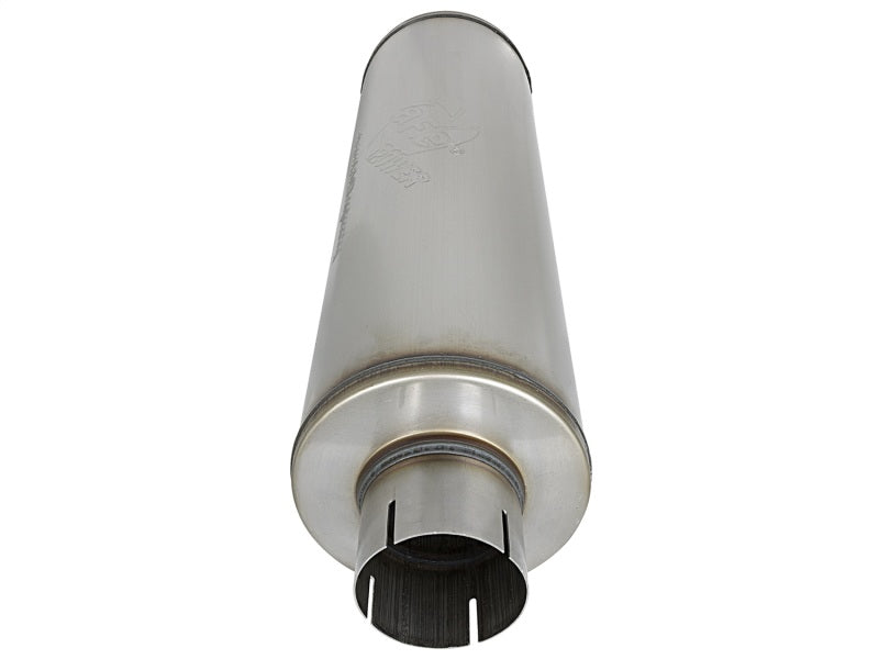 aFe MACH Force-Xp 409 SS Muffler 3-1/2in ID Center/Center x 7in Dia x 24in L - Round Body - Burkken Auto Parts