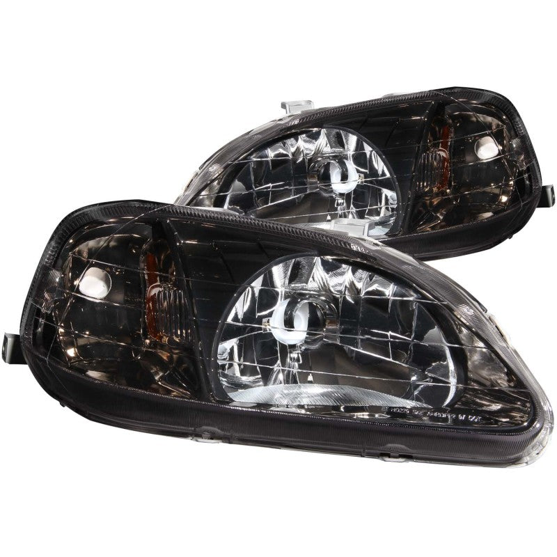 ANZO 1999-2000 Honda Civic Crystal Headlights Gun-Metal Gray - Burkken Auto Parts