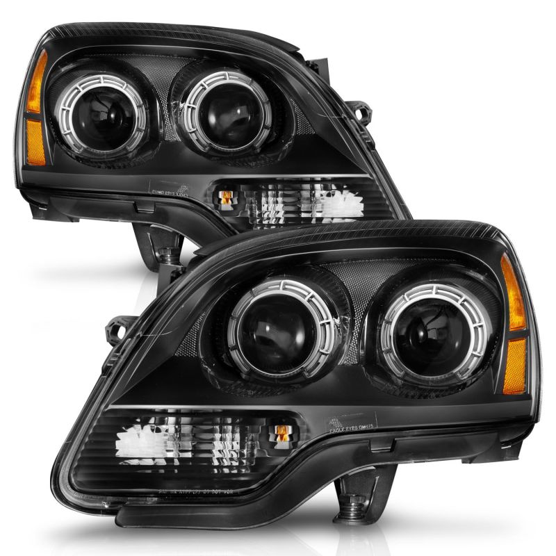 ANZO 2007-2012 GMC Acadia Projector Headlights Black Housing - Burkken Auto Parts