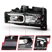 ANZO 1999-2000 Cadillac Escalade Crystal Headlights Light Bar Black Housing (Pair) - Burkken Auto Parts