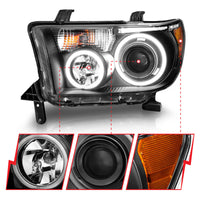 ANZO 2007-2013 Toyota Tundra Projector Headlights w/ Halo Black (CCFL) - Burkken Auto Parts