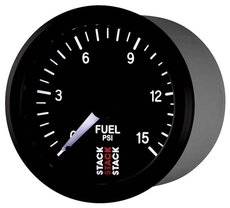 Autometer Stack 52mm 0-15 PSI 1/8in NPTF Male Pro Stepper Motor Fuel Pressure Gauge - Black - Burkken Auto Parts
