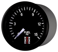 Autometer Stack 52mm 0-15 PSI 1/8in NPTF Male Pro Stepper Motor Fuel Pressure Gauge - Black - Burkken Auto Parts