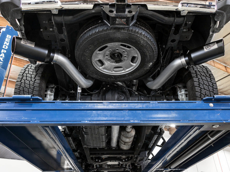 aFe Atlas Exhaust 4in Dual DPF-Back Al Steel w/ Black Tips 16-17 GM Diesel Truck V8-6.6L (td) LML - Burkken Auto Parts