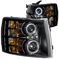 ANZO 2007-2013 Chevrolet Silverado 1500 Projector Headlights w/ Halo Black - Burkken Auto Parts