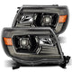 AlphaRex 05-11 Toyota Tacoma LUXX LED Projector Headlights Plank Style Alpha Black w/Activ Light/DRL - Burkken Auto Parts