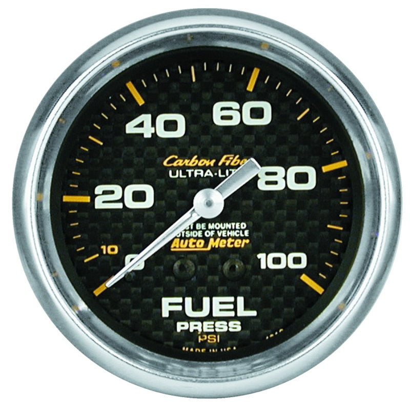 Autometer Carbon Fiber 66.7mm 100 PSI Mechanical Oil Pressure Gauge - Burkken Auto Parts