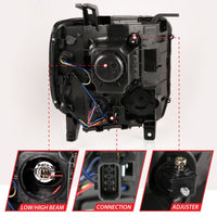 ANZO 2014-2015 GMC Sierra 1500HD Projector Plank Style Headlight Black W/ DRL - Burkken Auto Parts
