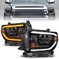 ANZO 2014-2017 Toyota Tundra LED Crystal Headlights w/ Switchback Black Housing w/ DRL - Burkken Auto Parts