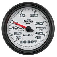 Autometer Phantom II 2-5/8in 30INHG-45PSI Phantom Mechanical Boost/Vacuum Gauge - Burkken Auto Parts