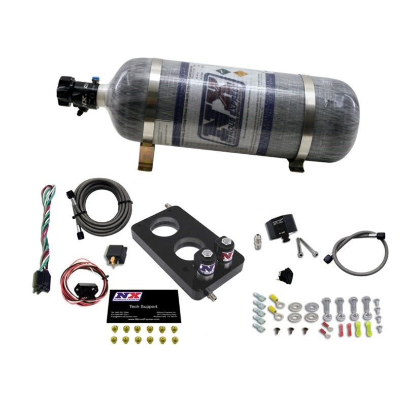 Nitrous Express 05-10 Ford Mustang 4.6L 3 Valve Nitrous Plate Kit (50-150HP) w/12lb Bottle - Burkken Auto Parts